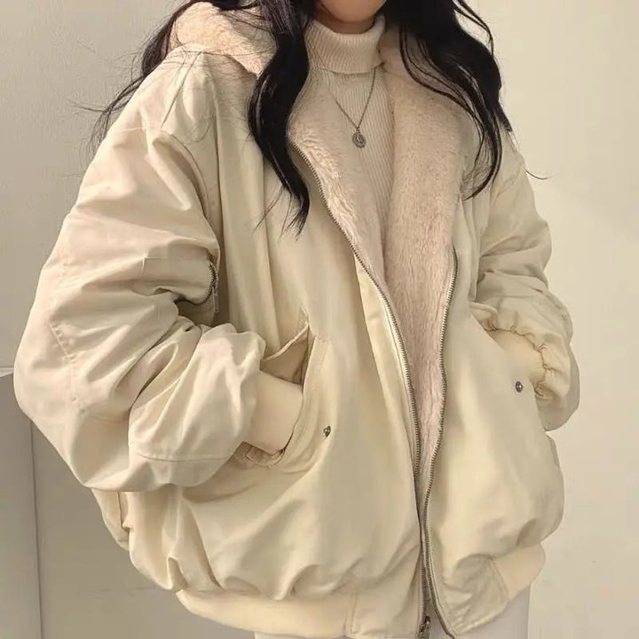 Oversized Jacka | Pälsfodrad | Dragkedja | Vinterbomberjacka | Vinterjacka för dam-Eva Jonsson