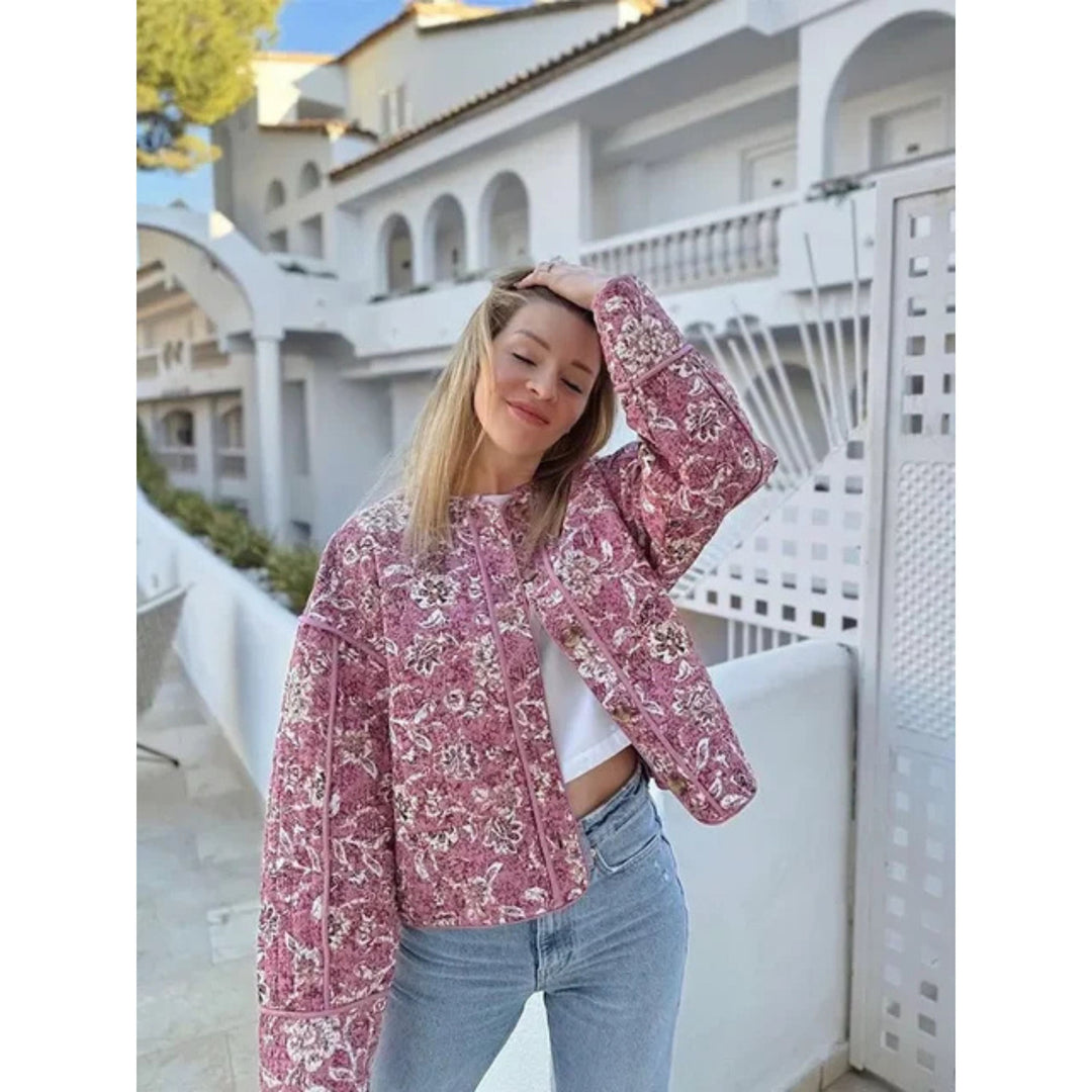 Oversized Jacka - Rosa quiltad jacka med lös passform för kvinnor-Eva Jonsson