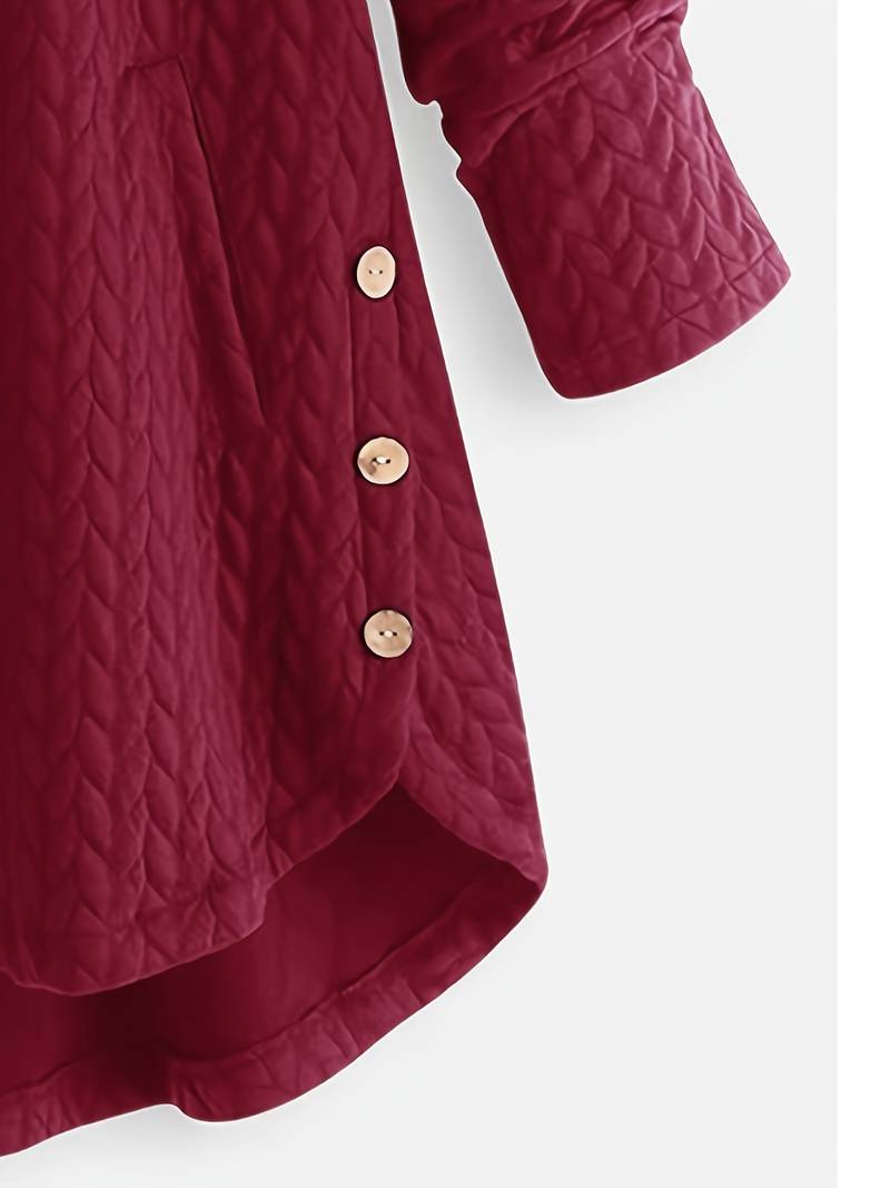 Oversized Jacket - Varm vinterjacka med huva och knappar för kvinnor-Eva Jonsson
