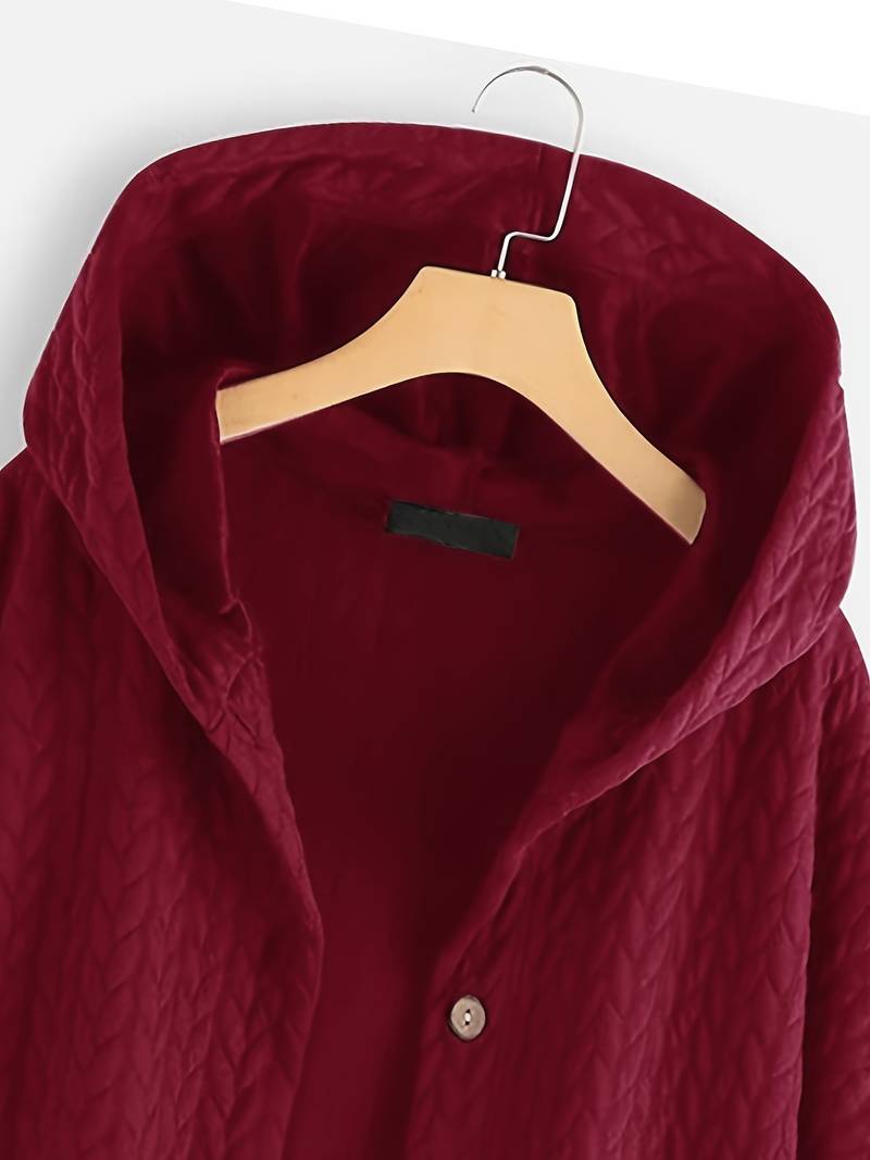 Oversized Jacket - Varm vinterjacka med huva och knappar för kvinnor-Eva Jonsson