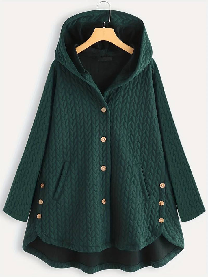 Oversized Jacket - Varm vinterjacka med huva och knappar för kvinnor-Eva Jonsson