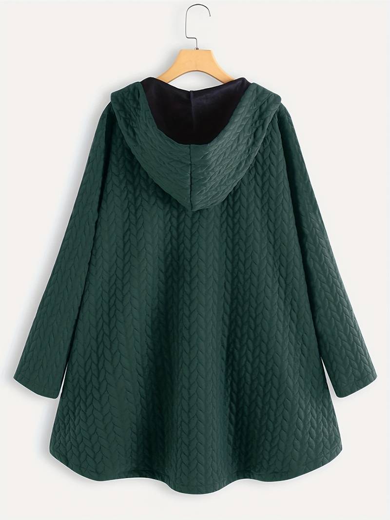 Oversized Jacket - Varm vinterjacka med huva och knappar för kvinnor-Eva Jonsson