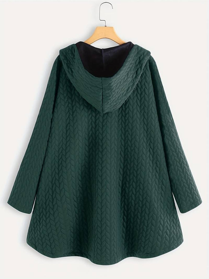 Oversized Jacket - Varm vinterjacka med huva och knappar för kvinnor-Eva Jonsson