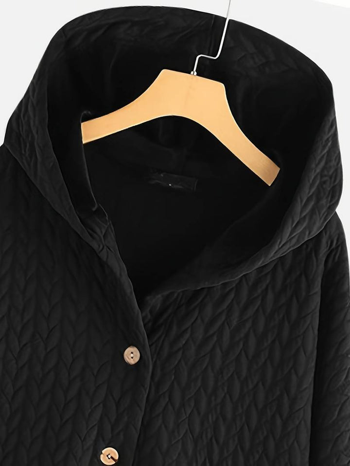Oversized Jacket - Varm vinterjacka med huva och knappar för kvinnor-Eva Jonsson