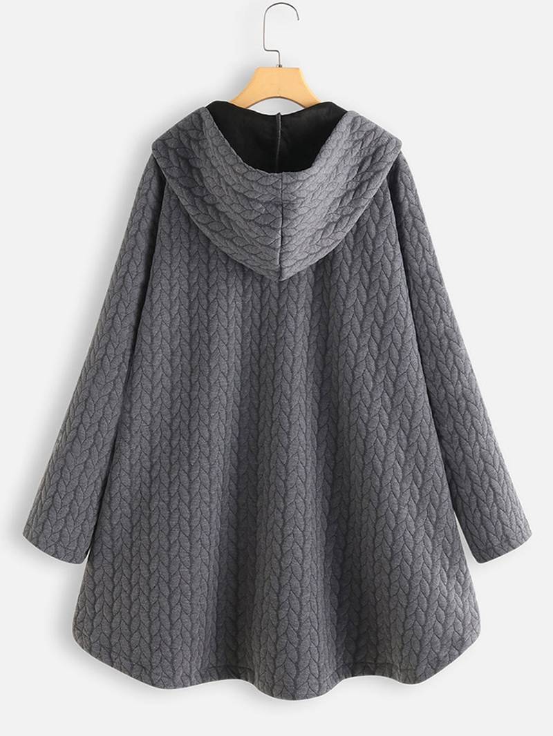 Oversized Jacket - Varm vinterjacka med huva och knappar för kvinnor-Eva Jonsson