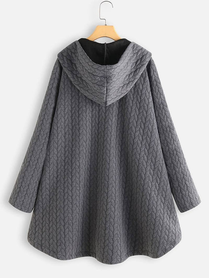 Oversized Jacket - Varm vinterjacka med huva och knappar för kvinnor-Eva Jonsson