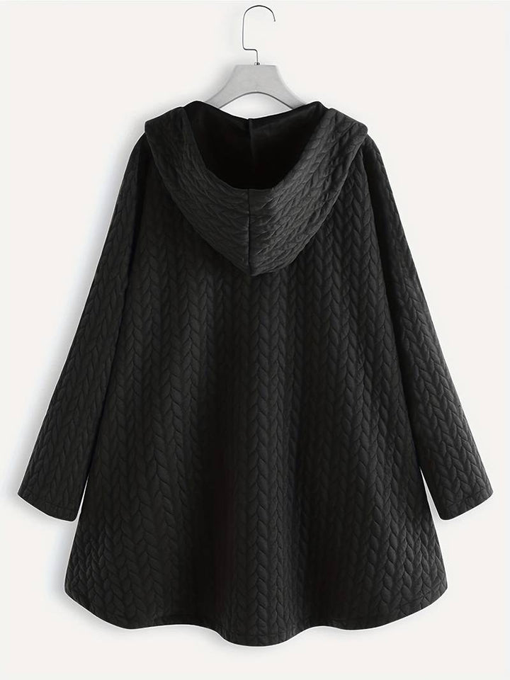Oversized Jacket - Varm vinterjacka med huva och knappar för kvinnor-Eva Jonsson