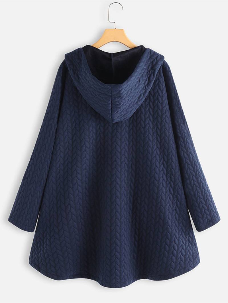 Oversized Jacket - Varm vinterjacka med huva och knappar för kvinnor-Eva Jonsson