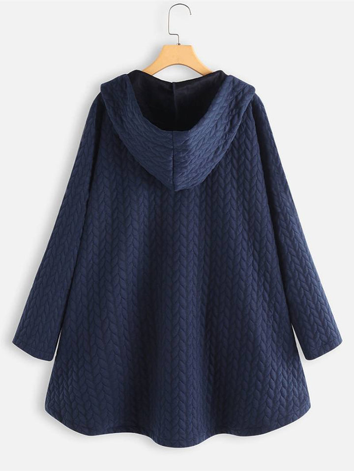 Oversized Jacket - Varm vinterjacka med huva och knappar för kvinnor-Eva Jonsson