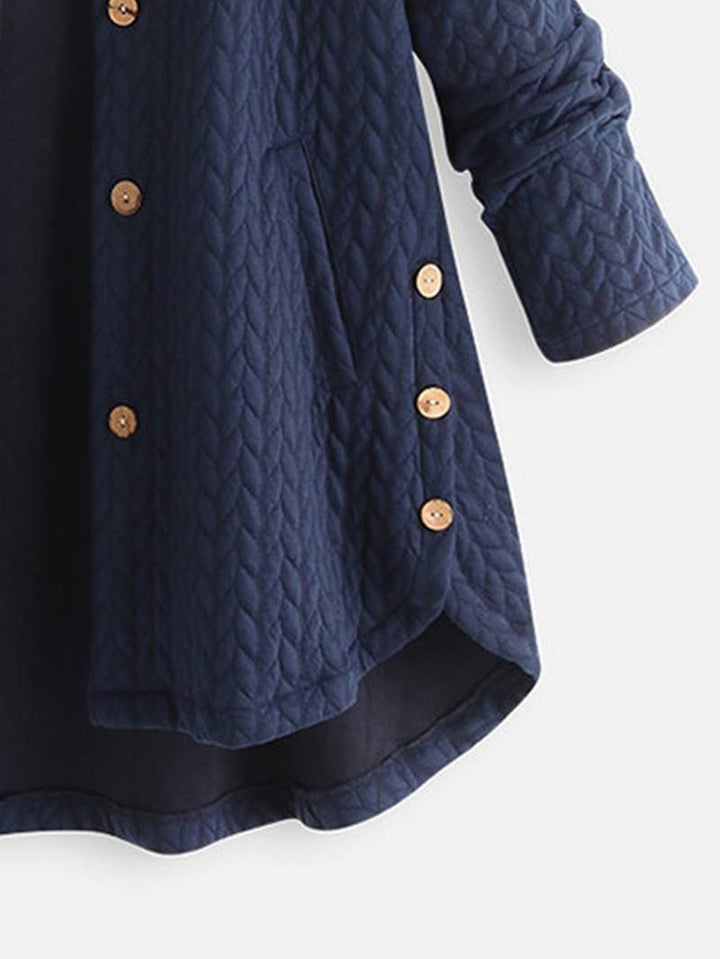 Oversized Jacket - Varm vinterjacka med huva och knappar för kvinnor-Eva Jonsson