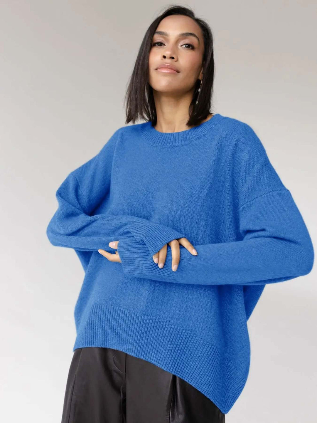 Oversized Jumper | Rund hals | Pullover | Stickad tröja | Damstickat-Eva Jonsson