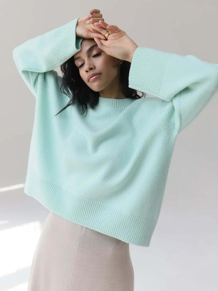 Oversized Jumper | Rund hals | Pullover | Stickad tröja | Damstickat-Eva Jonsson