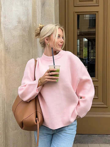 Oversized Jumper | Rund hals | Pullover | Stickad tröja | Damstickat-Eva Jonsson