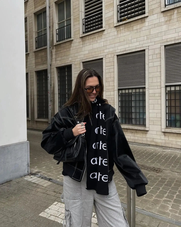 Oversized Skinnjacka | Zip-Up | Loose Fit | Bomberjacka i skinn | Damjacka-Eva Jonsson