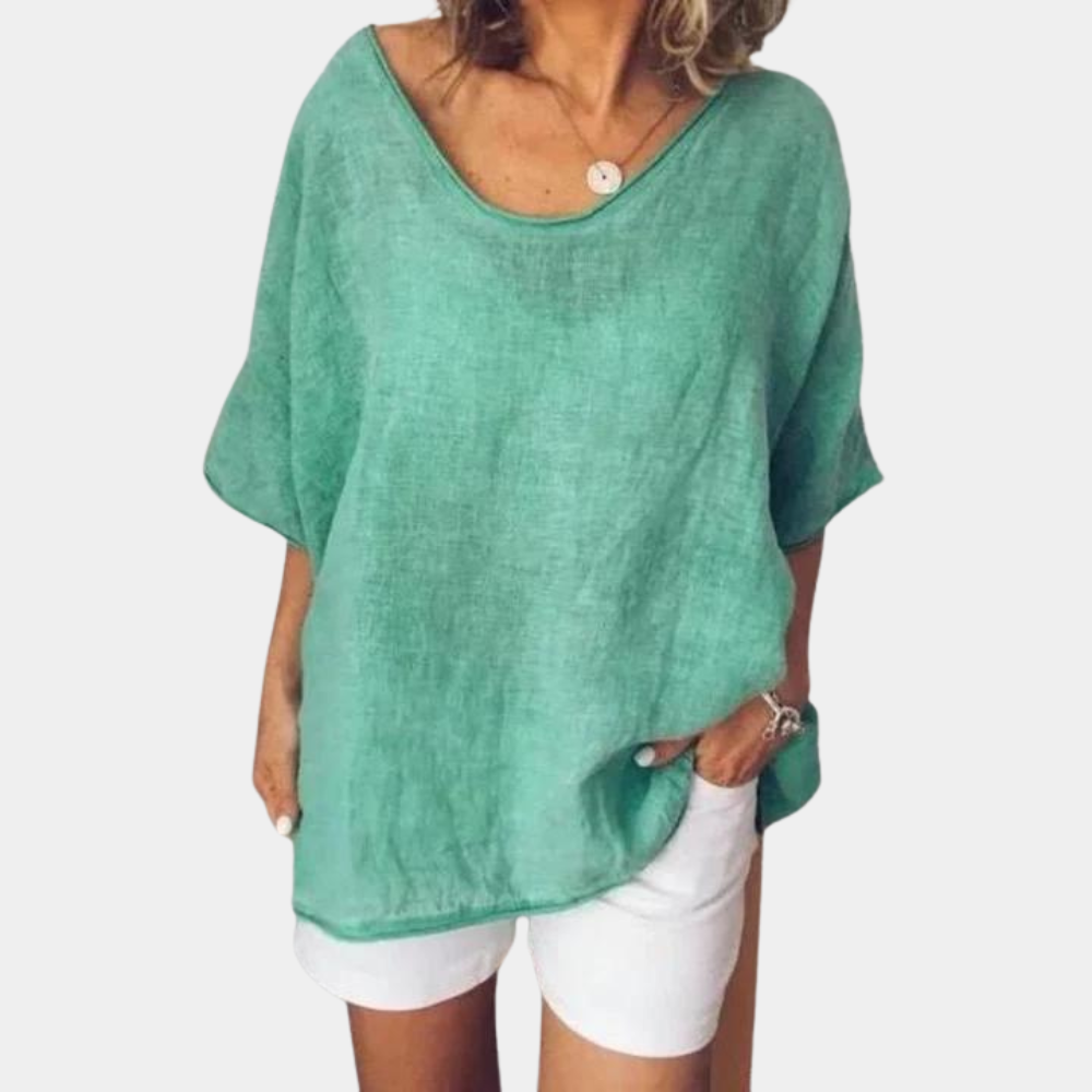 Oversized T-shirt - Loose Fit - T-shirt i bomull - Linne - T-shirt för kvinnor-Eva Jonsson