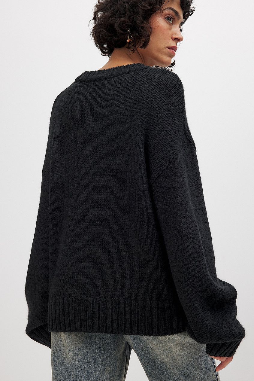 Oversized Tröja | Crew Neck | Loose Fit | Stickad Jumper | Stickad Damtröja-Eva Jonsson