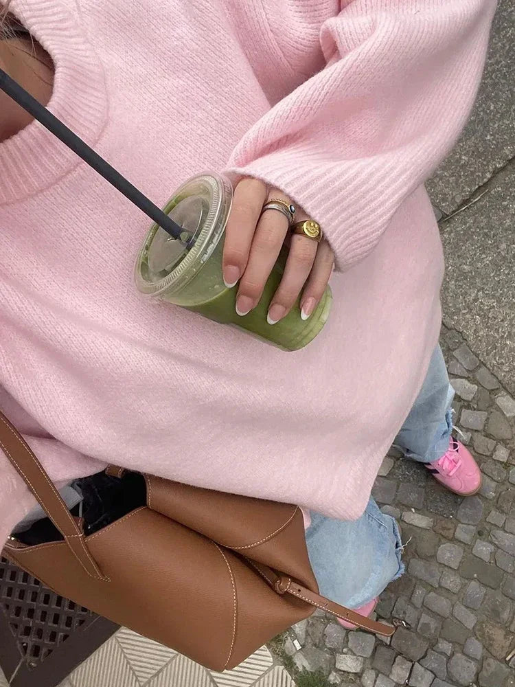 Oversized Tröja | Crew Neck | Loose Fit | Stickad Jumper | Stickad Damtröja-Eva Jonsson