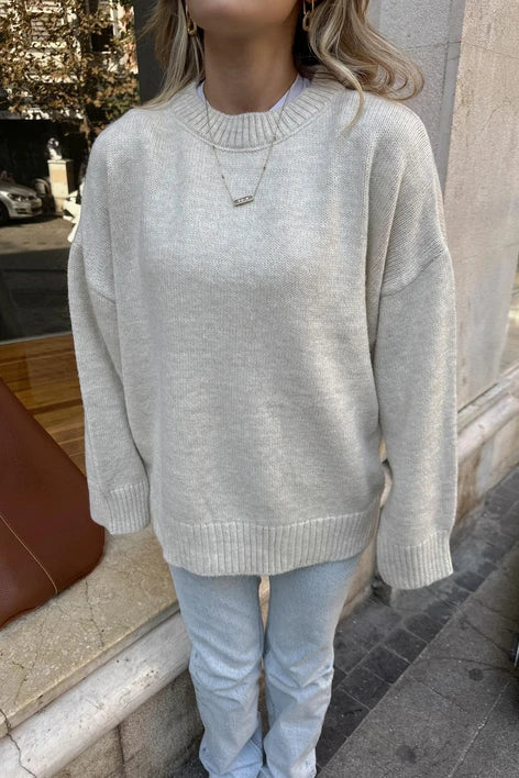 Oversized Tröja | Crew Neck | Loose Fit | Stickad Jumper | Stickad Damtröja-Eva Jonsson