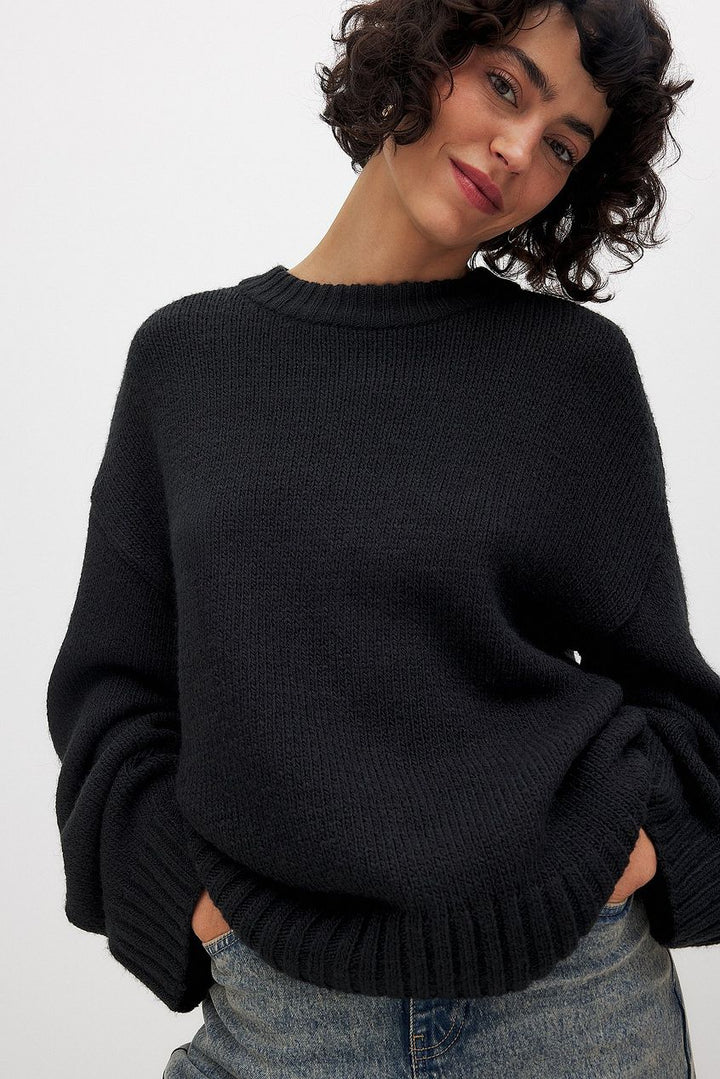 Oversized Tröja | Crew Neck | Loose Fit | Stickad Jumper | Stickad Damtröja-Eva Jonsson