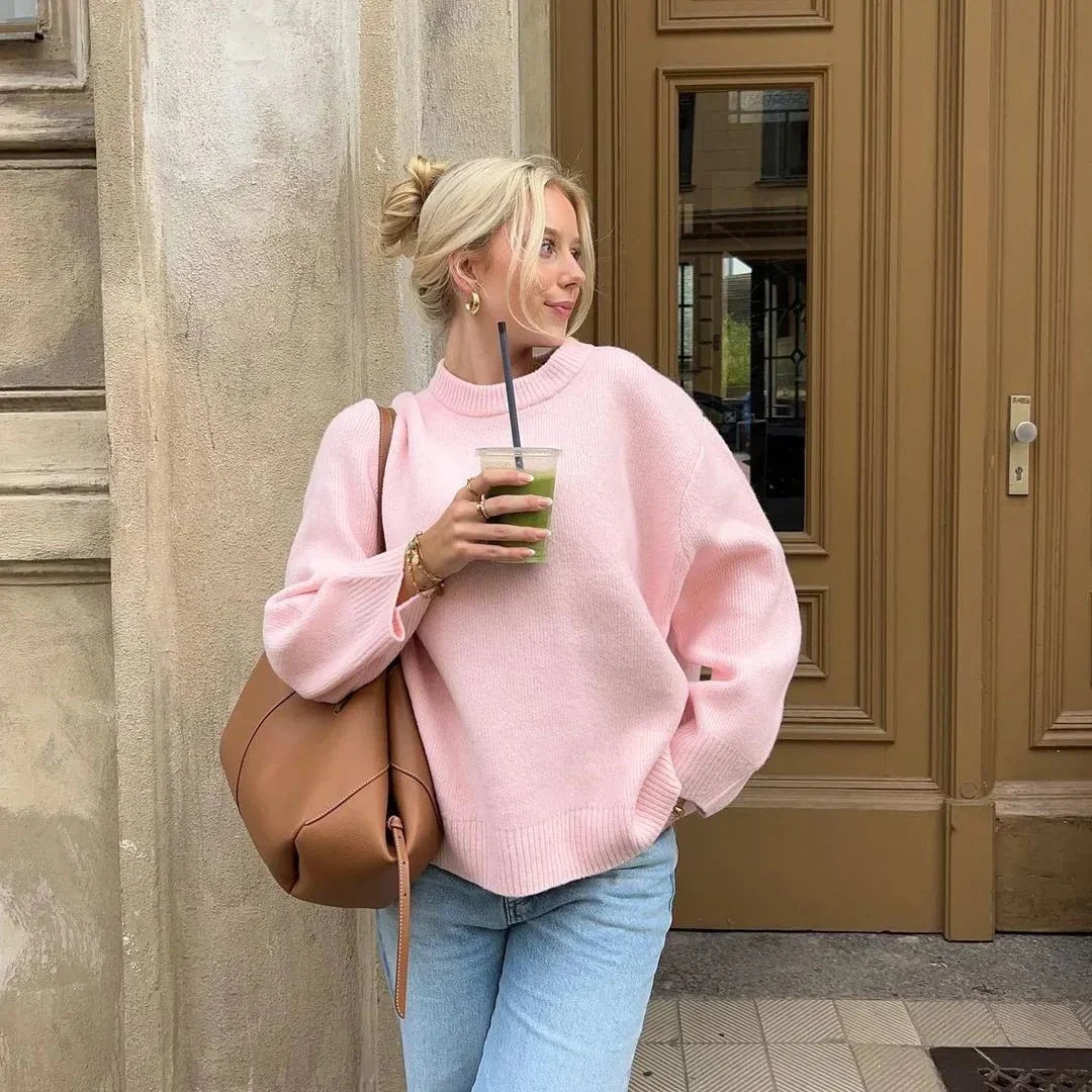 Oversized Tröja | Crew Neck | Loose Fit | Stickad Jumper | Stickad Damtröja-Eva Jonsson