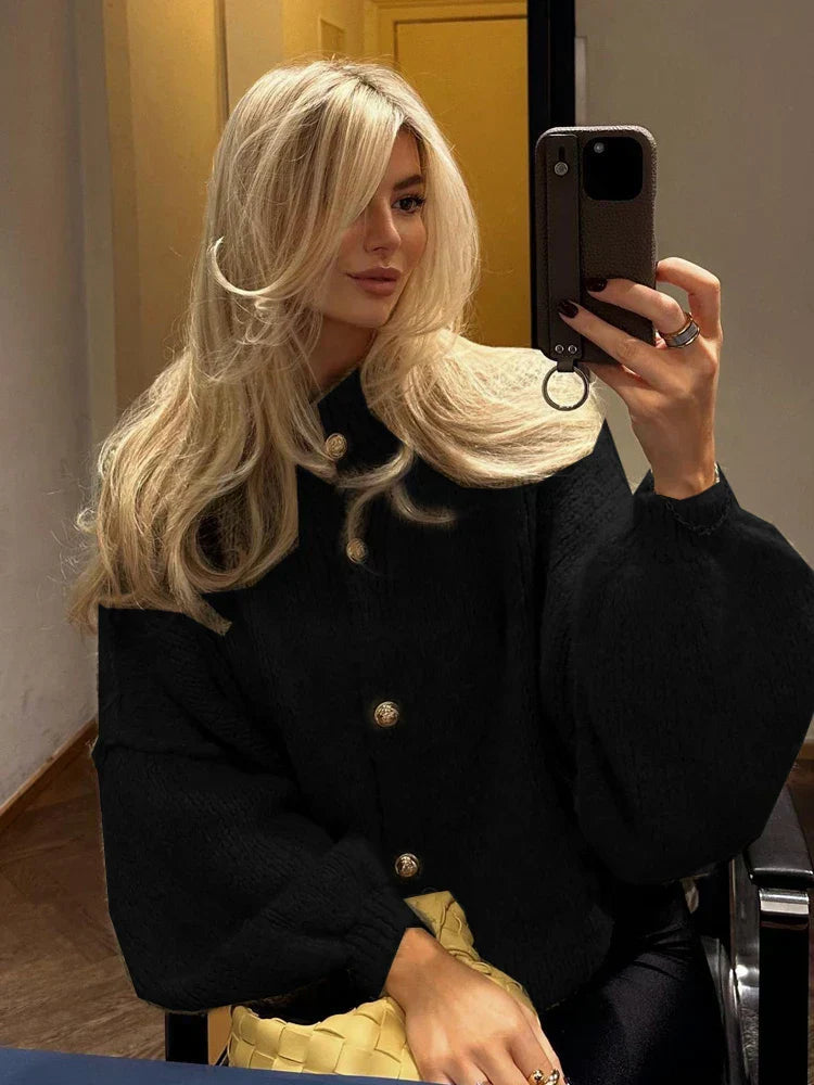 Oversized cardigan - Varm, löst sittande, stickad, tjock cardigan för kvinnor-Eva Jonsson