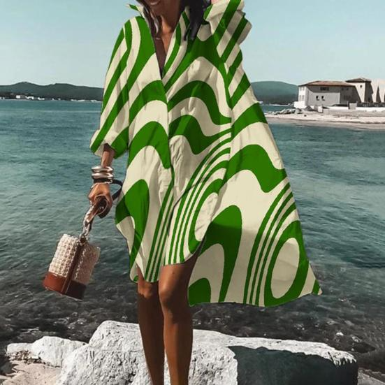 Oversized klänning - Långärmad - Löst sittande - Skjortklänning - Sommarklänning-Eva Jonsson