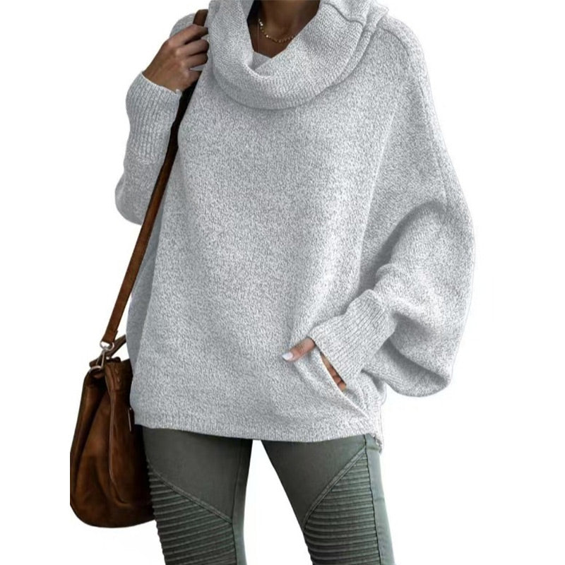 Oversized tröja - Batsleeve - Turtleneck - Oversized pullover - Damstickat-Eva Jonsson