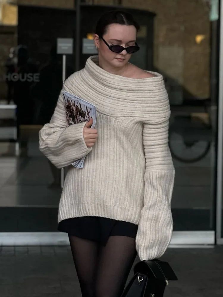 Oversized tröja | Varm | Stickad | Pullovertröja | Damstickat-Eva Jonsson