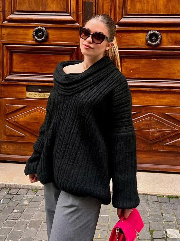 Oversized tröja | Varm | Stickad | Pullovertröja | Damstickat-Eva Jonsson