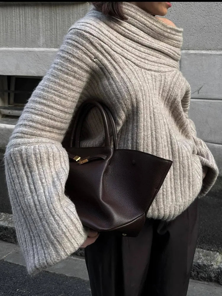 Oversized tröja | Varm | Stickad | Pullovertröja | Damstickat-Eva Jonsson