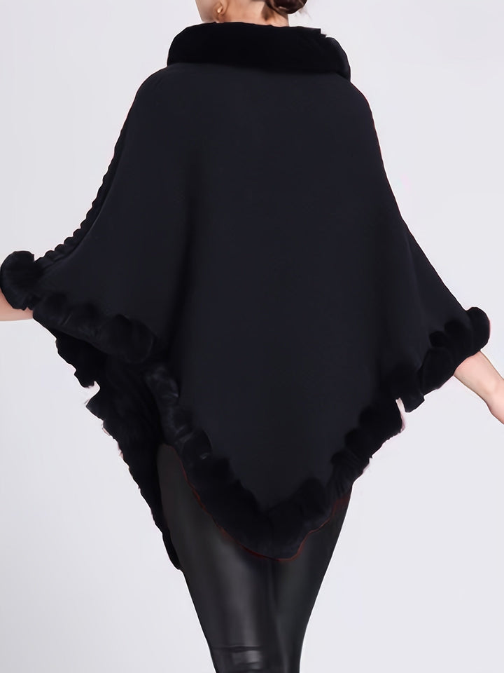 Pälsponcho - Snygg - Fuskpäls - Stickad poncho - Damkläder-Eva Jonsson