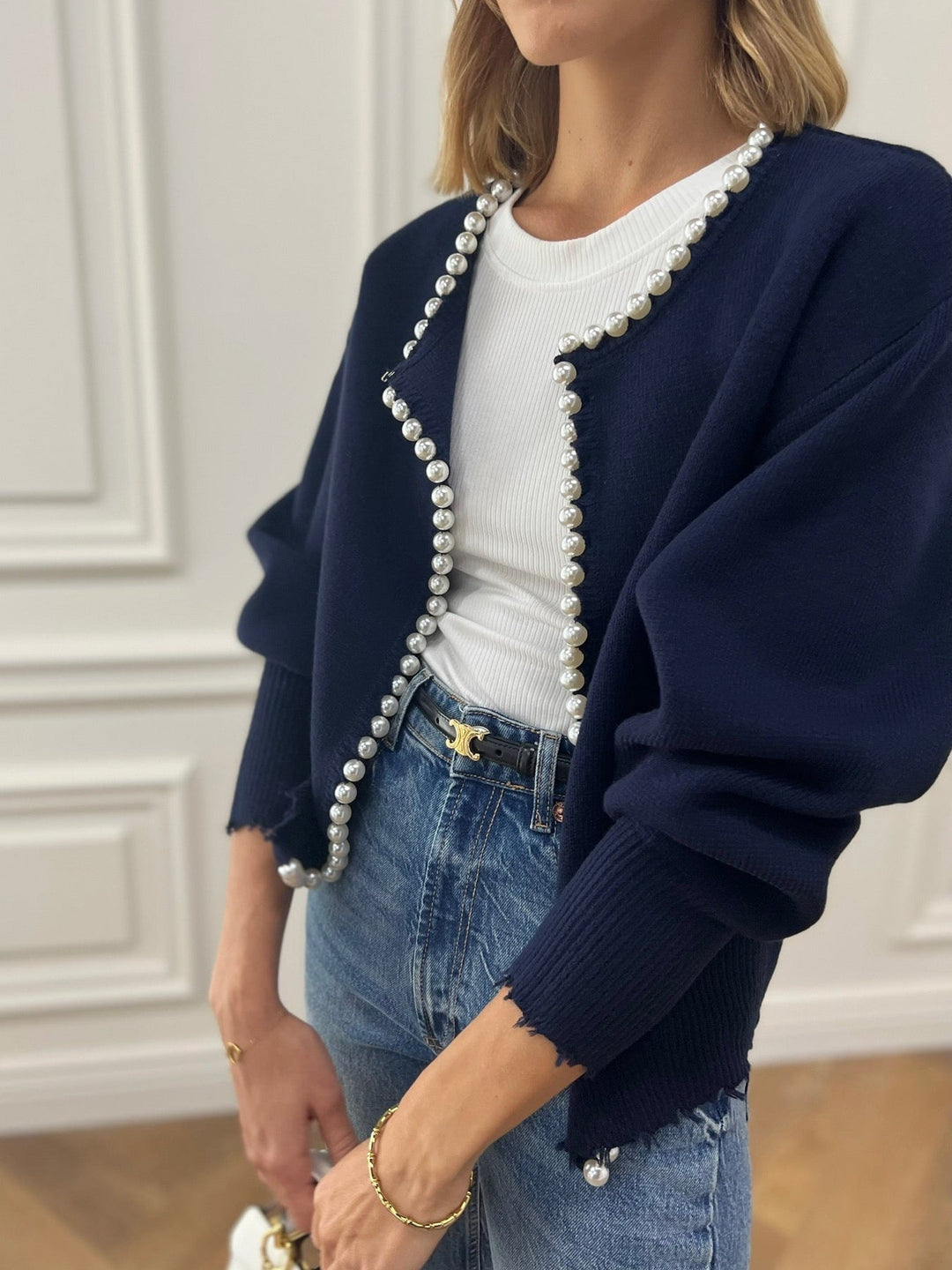 Pärla Cardigan | Chic | Loose Fit | Stickad Cardigan | Cardigan för kvinnor-Eva Jonsson