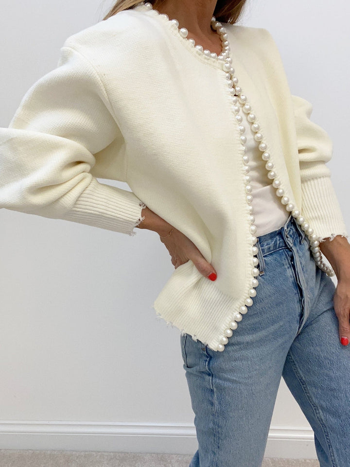 Pärla Cardigan | Chic | Loose Fit | Stickad Cardigan | Cardigan för kvinnor-Eva Jonsson
