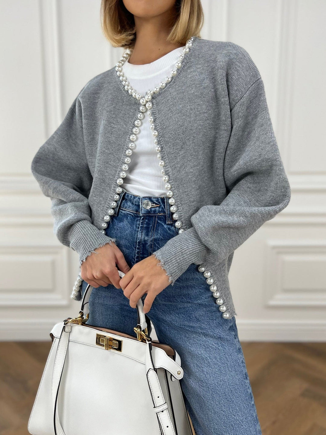 Pärla Cardigan | Chic | Loose Fit | Stickad Cardigan | Cardigan för kvinnor-Eva Jonsson