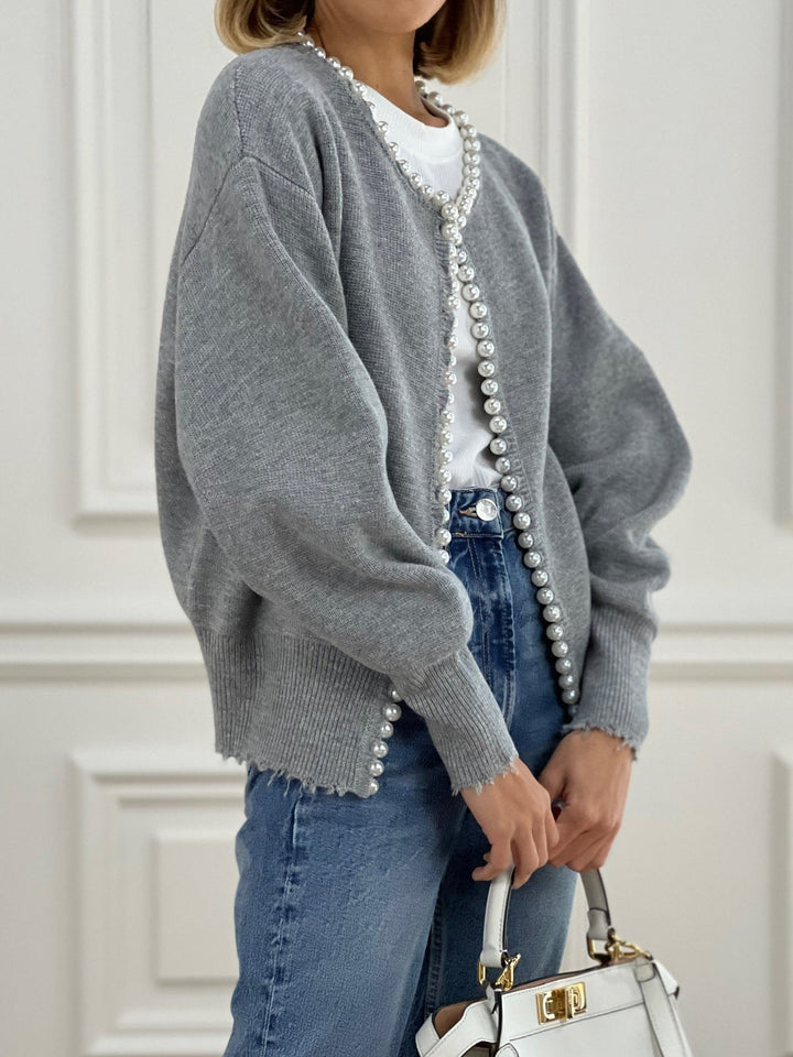 Pärla Cardigan | Chic | Loose Fit | Stickad Cardigan | Cardigan för kvinnor-Eva Jonsson