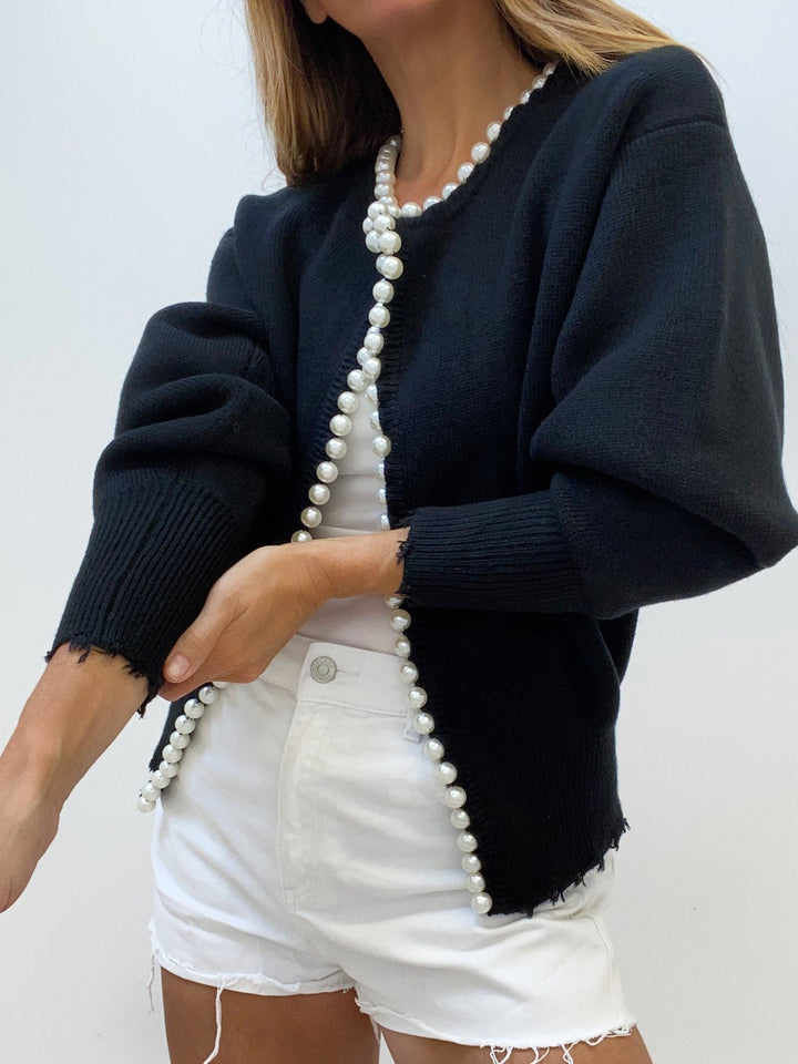Pärla Cardigan | Chic | Loose Fit | Stickad Cardigan | Cardigan för kvinnor-Eva Jonsson