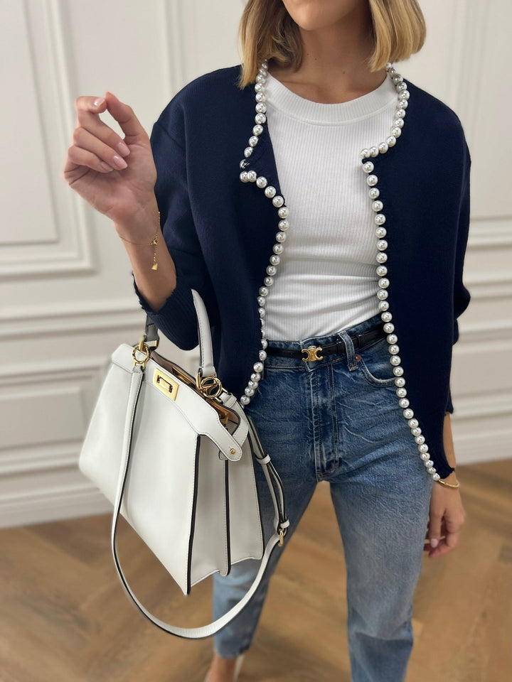 Pärlkofta | Oversized | Loose Fit | Stickad Cardigan | Damstickat-Eva Jonsson