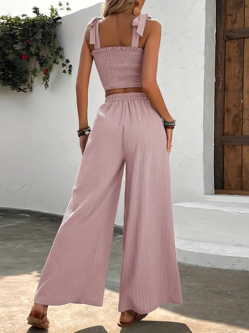 Pearl Tvådelad uppsättning | Damoutfit med crop top och vida byxor-Eva Jonsson