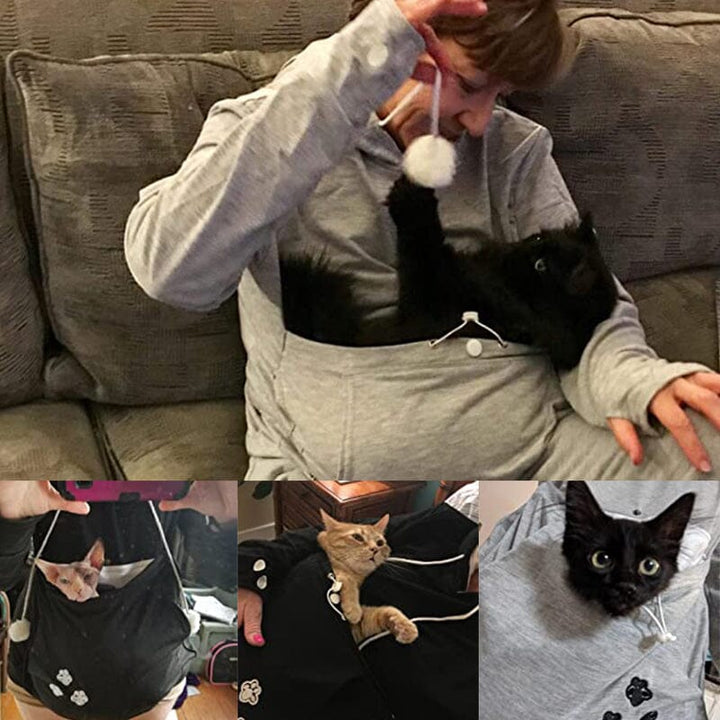 Pet Pouch Hoodie | Långärmad | Pet Carrier | Cat Pouch Hoodie | Dog Carrier Sweatshirt-Eva Jonsson