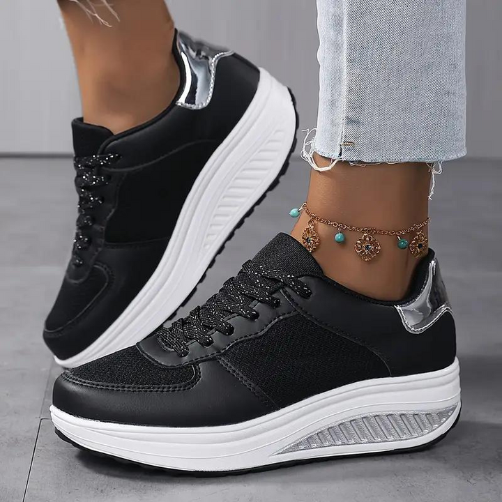 Plattform Sneakers, Bekväma, Snörning, Damskor, Sneakers i mesh-Eva Jonsson