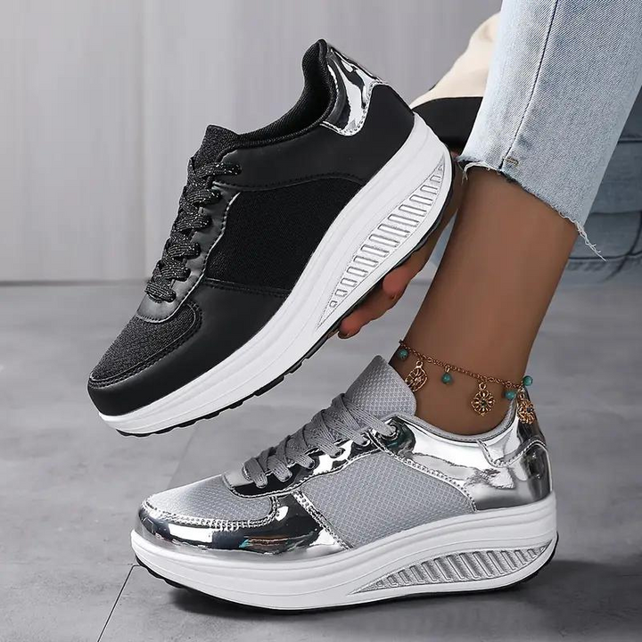 Plattform Sneakers, Bekväma, Snörning, Damskor, Sneakers i mesh-Eva Jonsson