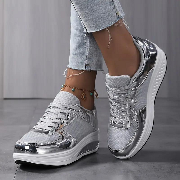 Plattform Sneakers, Bekväma, Snörning, Damskor, Sneakers i mesh-Eva Jonsson