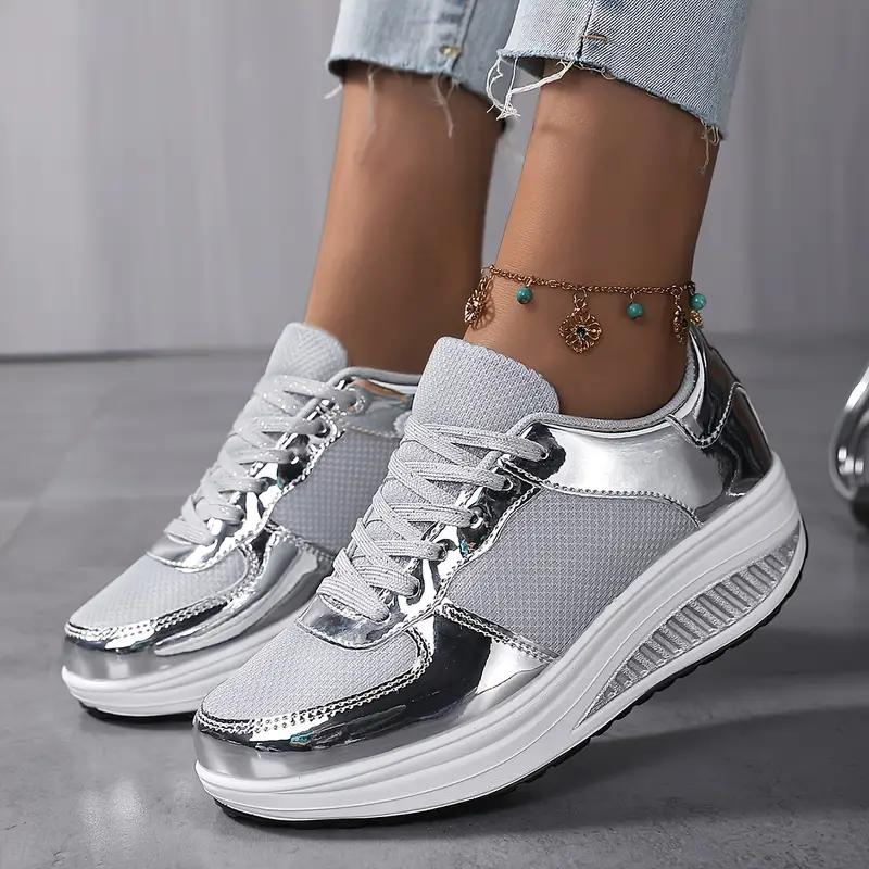 Plattform Sneakers, Bekväma, Snörning, Damskor, Sneakers i mesh-Eva Jonsson