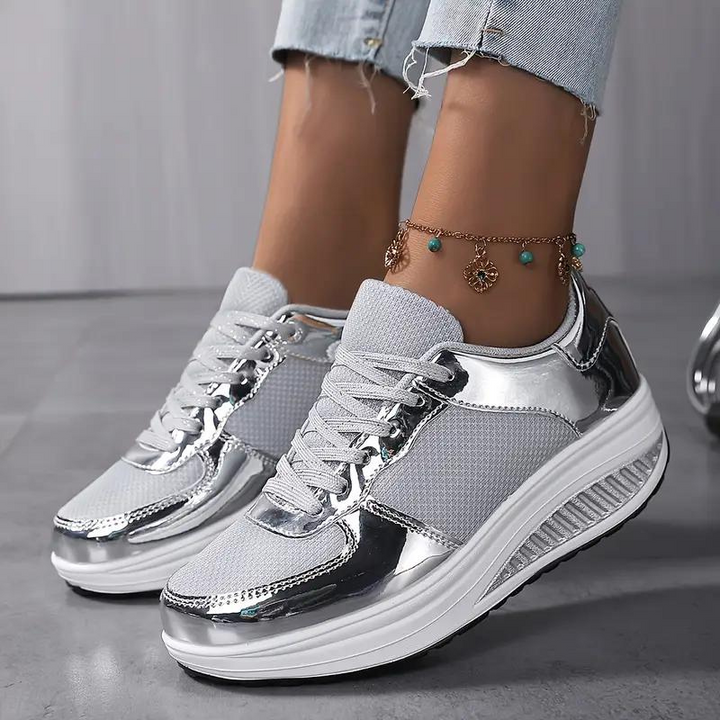 Plattform Sneakers, Bekväma, Snörning, Damskor, Sneakers i mesh-Eva Jonsson