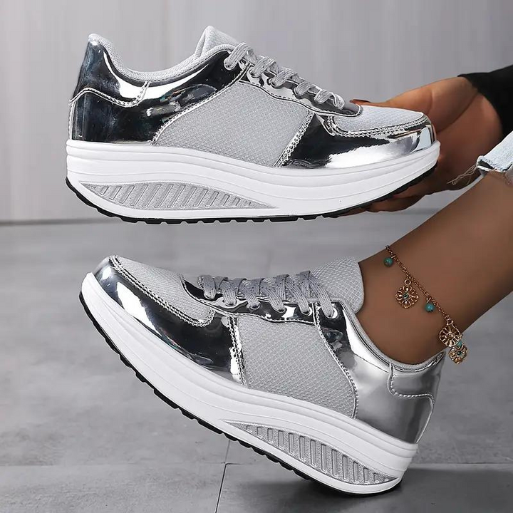 Plattform Sneakers, Bekväma, Snörning, Damskor, Sneakers i mesh-Eva Jonsson