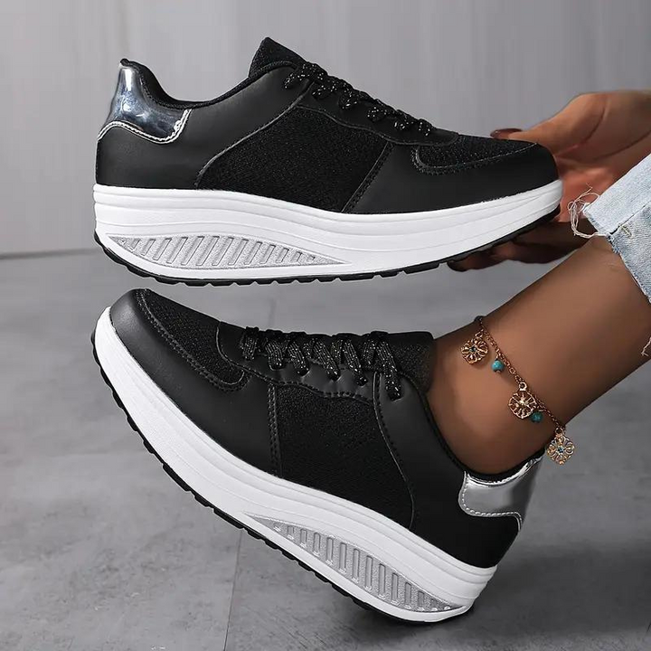 Plattform Sneakers, Bekväma, Snörning, Damskor, Sneakers i mesh-Eva Jonsson