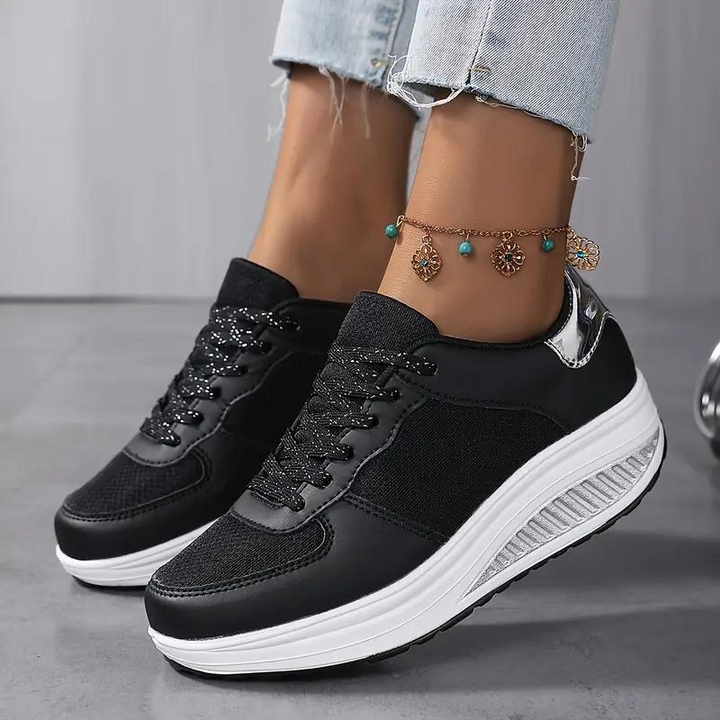 Plattform Sneakers, Bekväma, Snörning, Damskor, Sneakers i mesh-Eva Jonsson