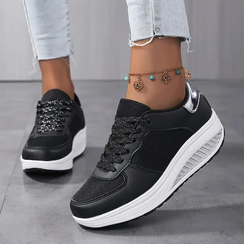 Plattform Sneakers, Bekväma, Snörning, Damskor, Sneakers i mesh-Eva Jonsson