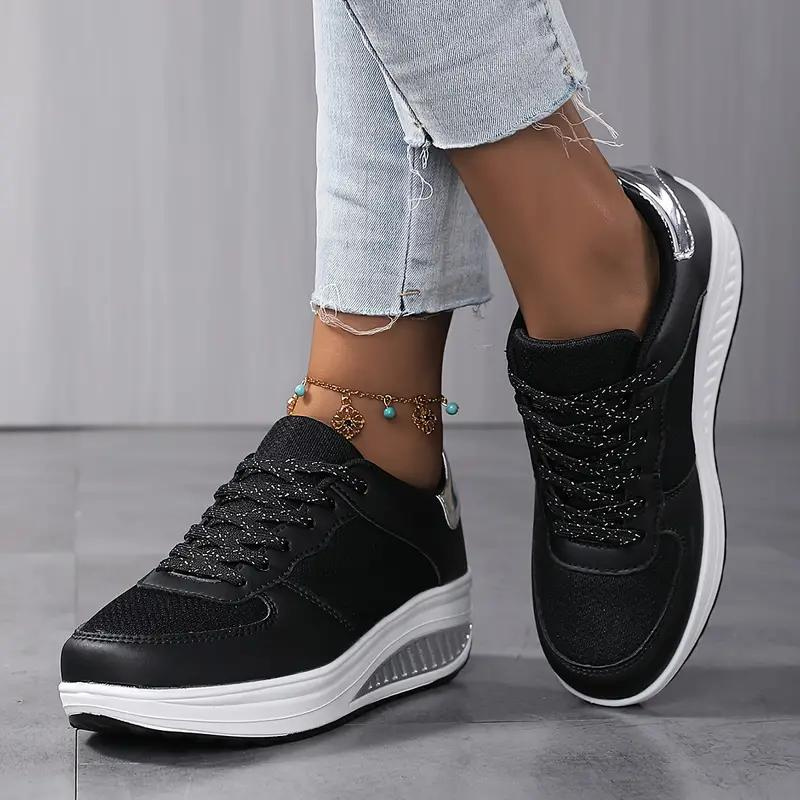 Plattform Sneakers, Bekväma, Snörning, Damskor, Sneakers i mesh-Eva Jonsson