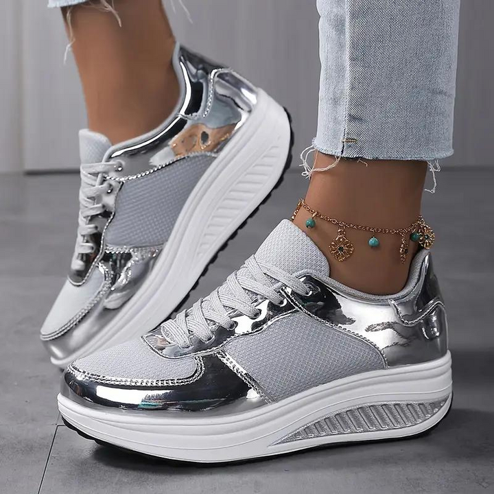 Plattform Sneakers, Bekväma, Snörning, Damskor, Sneakers i mesh-Eva Jonsson